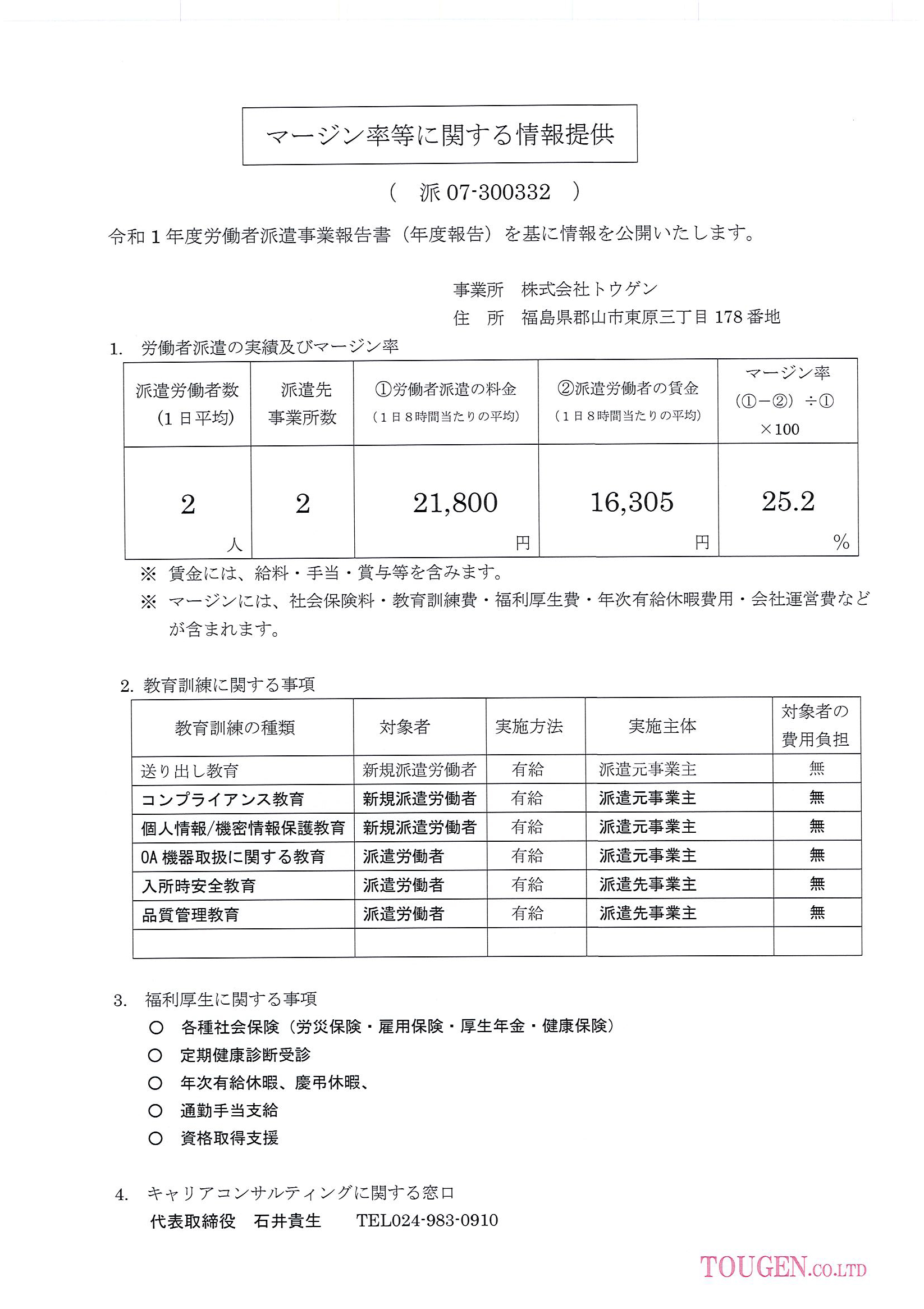 マージン率などの情報について